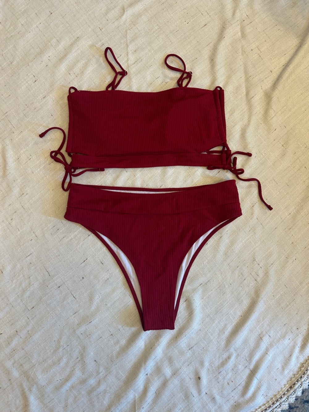 Ribbed Burgundy Two-Piece Bikini Set - 3XL